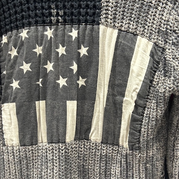 Gray and Black Patchwork Cardigan . Patriotic Cozy Denim and Supply Ralph Lauren - Picture 8 of 10
